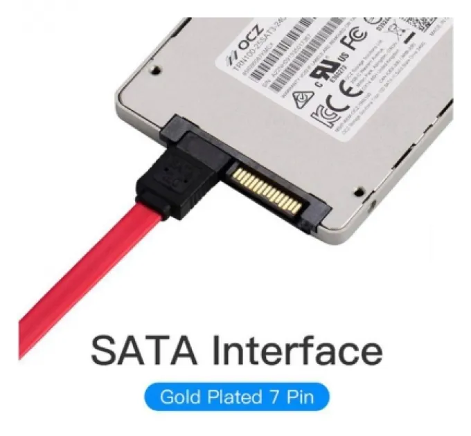 Кабель для передачі даних SATA 3.0 7pin F/F 0.5m L Red Vention (KDDRD)
