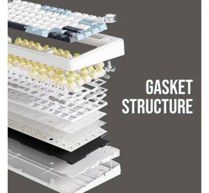 Клавіатура Aula F75 Gasket Greywood V3 switch Hot-Swap PBT Wireless/Bluetooth/USB White (6948391208640)