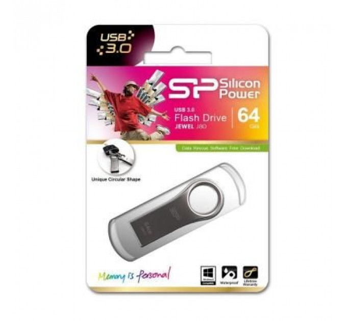 USB флеш накопичувач Silicon Power 64GB Jewel J80 Titanium USB 3.0 (SP064GBUF3J80V1T)