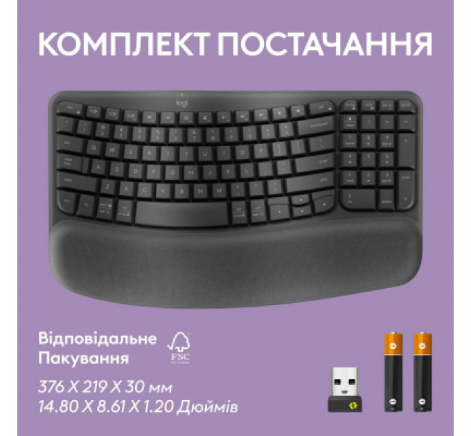 Клавіатура Logitech Wave Keys For Business Bluetooth/Wireless UA Black (920-012334)
