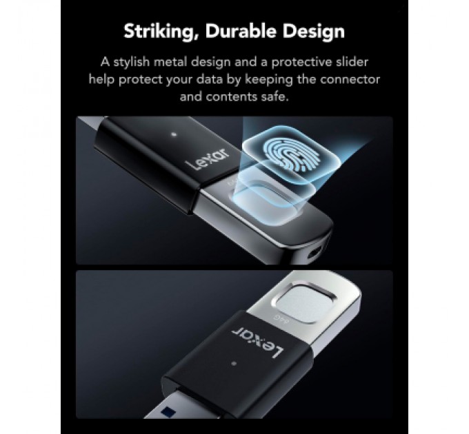 Lexar USB флеш накопичувач Lexar 128GB JumpDrive Fingerprint F35 Pro USB 3.2 (LJDF35P128G-RNBNG)