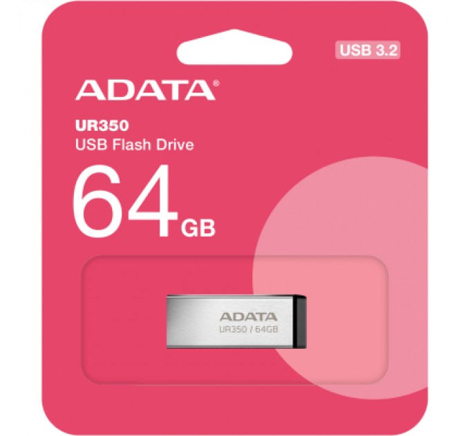 USB флеш накопичувач ADATA 64GB UR350 Silver-Black USB 3.2 (UR350-64G-RSR/BK)