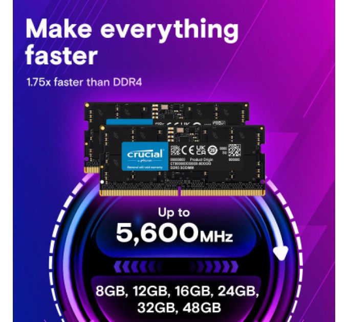 Micron Модуль пам'яті для ноутбука SoDIMM DDR5 8GB 5600 MHz Micron (CT8G56C46S5T)
