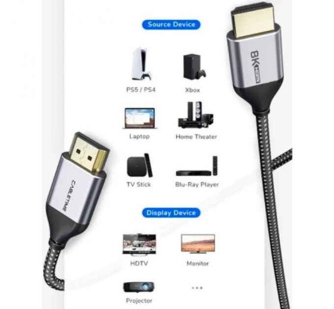 Кабель мультимедійний HDMI to HDMI 1.0m v2.1 Cabletime (CA914661)