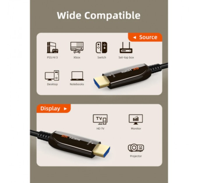 Кабель мультимедійний HDMI to HDMI 100.0m v2.1 AOC Cabletime (CA914555)