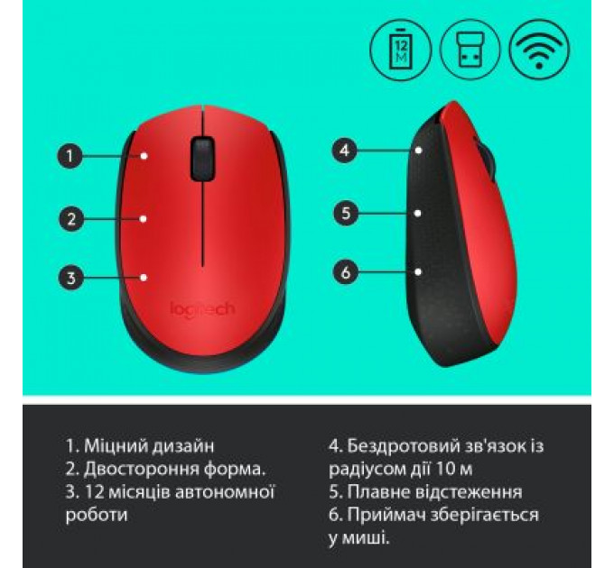 Мишка Logitech M171 Red (910-004641)