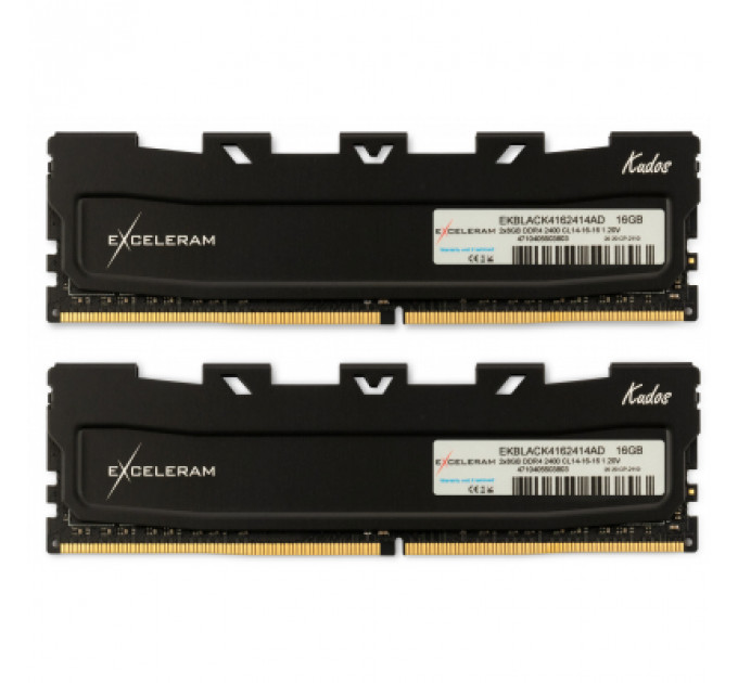 Модуль пам'яті для комп'ютера DDR4 16GB (2x8GB) 3200 MHz Kudos Black eXceleram (EKBLACK4163216AD)