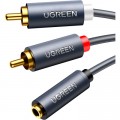 Ugreen Кабель мультимедійний AUX 3.5mm TRS to RCAx2 M/M 0.25m AV102 Black Ugreen (10561)