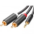 Ugreen Кабель мультимедійний AUX 3.5mm TRS to RCAx2 M/M 1.0m AV102 Black Ugreen (10772)