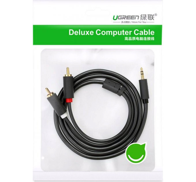Ugreen Кабель мультимедійний AUX 3.5mm TRS to RCAx2 M/M 3.0m AV102 Black Ugreen (10512)