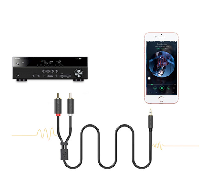 Ugreen Кабель мультимедійний AUX 3.5mm TRS to RCAx2 M/M 3.0m AV102 Black Ugreen (10512)