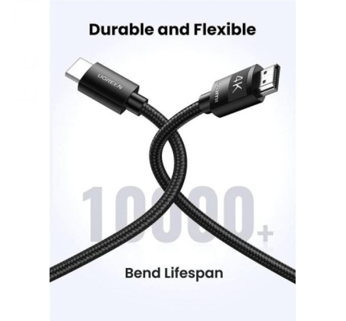 Кабель мультимедійний HDMI to HDMI 3.0m V2.0 Cafule 4K HD119 Ugreen (40102)