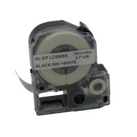Стрічка для принтера етикеток UKRMARK RL-E-C5WBN-BK/WT, аналог LC5WBN. 18 мм х 8 м (900265)