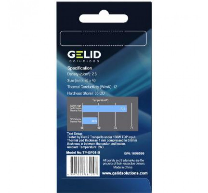 Термопрокладка Gelid Solutions GP-Extreme 80x40x0.5 mm (TP-GP01-A)