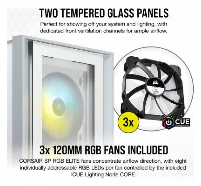 Корпус Corsair iCUE 4000X RGB Tempered Glass White (CC-9011205-WW)