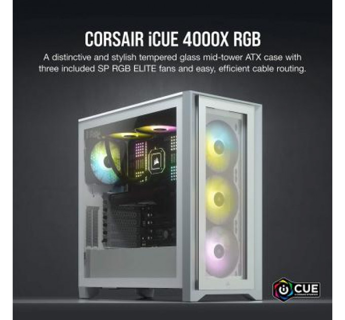 Корпус Corsair iCUE 4000X RGB Tempered Glass White (CC-9011205-WW)