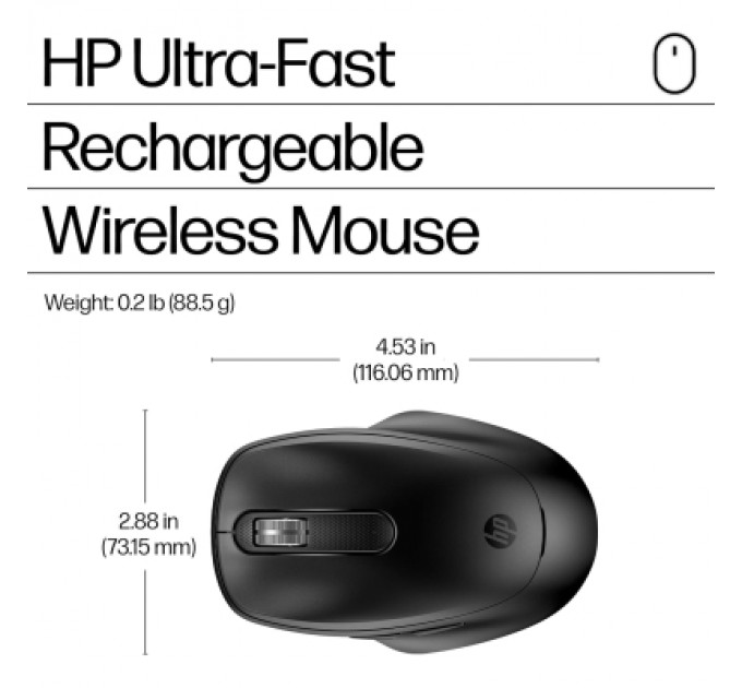 Мишка HP 510 Ultra-Fast Rechargeable Wireless Black (9C2F6AA)