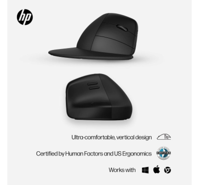 HP Мишка HP 920 Ergonomic Vertical Wireless/Bluetooth Black (6H1A4AA)