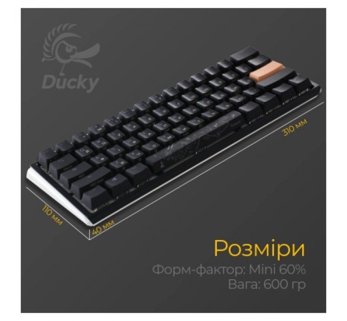 Ducky Клавіатура Ducky One 3 Mini Cherry MX Speed Silver RGB UA USB Black (DKON2161ST-PUAPXCLAWSC1)