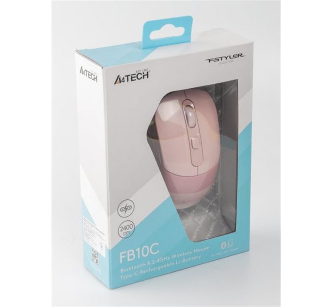 Мышь беспроводная A4Tech Fstyler FB10C Pink USB