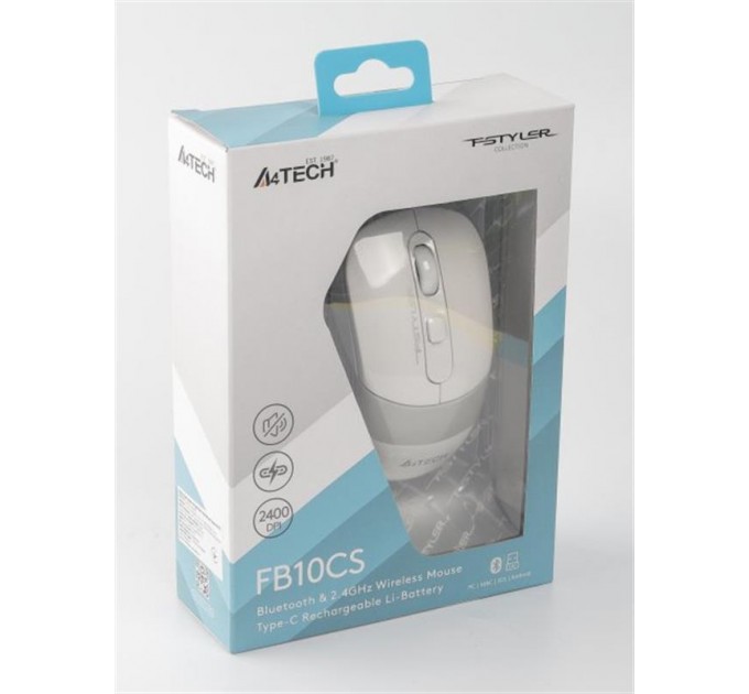 Мышь беспроводная A4Tech Fstyler FB10CS Grayish White USB