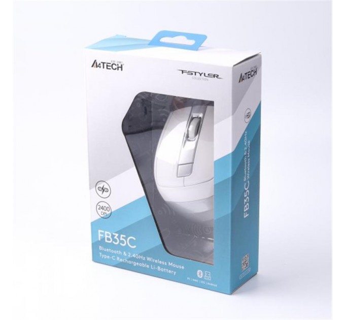 Мышь беспроводная A4Tech Fstyler FB35C Icy White