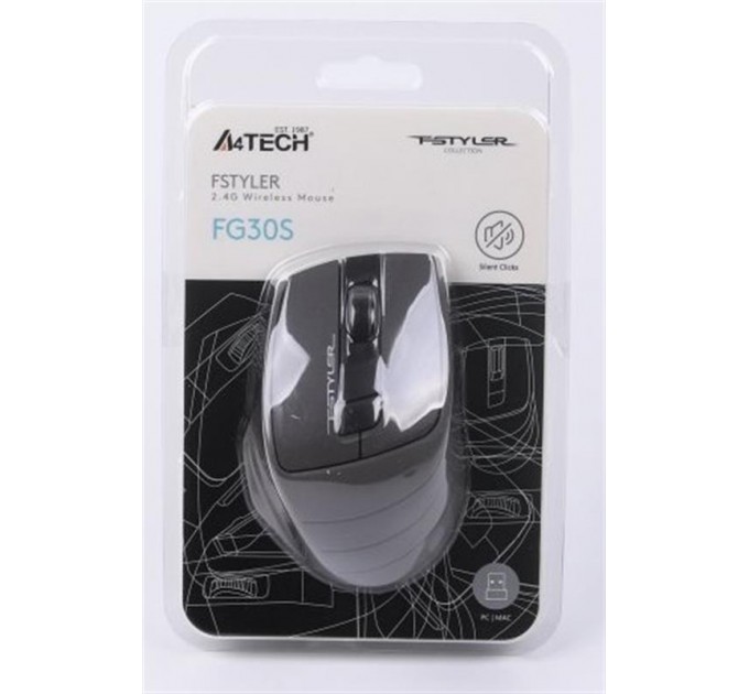 Мышь беспроводная A4Tech FG30S Grey/Black