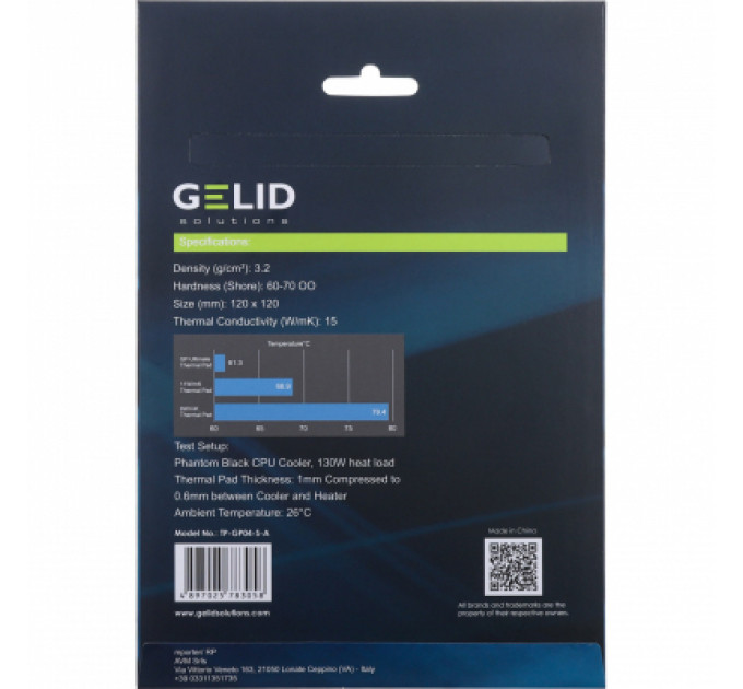 Термопрокладка Gelid Solutions GP-Ultimate Thermal Pad 120x120x1,5 mm (TP-GP04-S-C)
