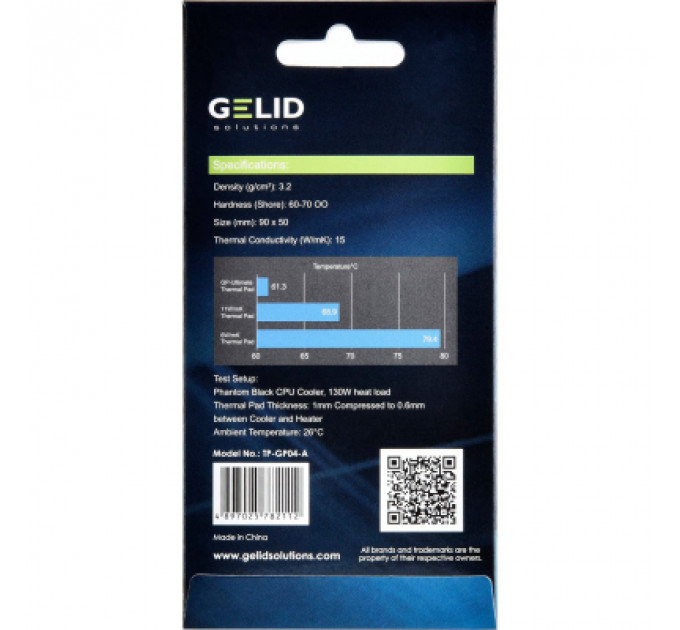 Термопрокладка Gelid Solutions GP-Ultimate Thermal Pad 90x50x1.5 mm (TP-GP04-C)