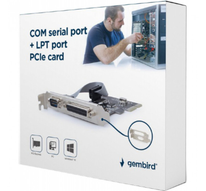 Контролер Gembird PCIe for COM and LPT low profile (PEX-COMLPT-01)