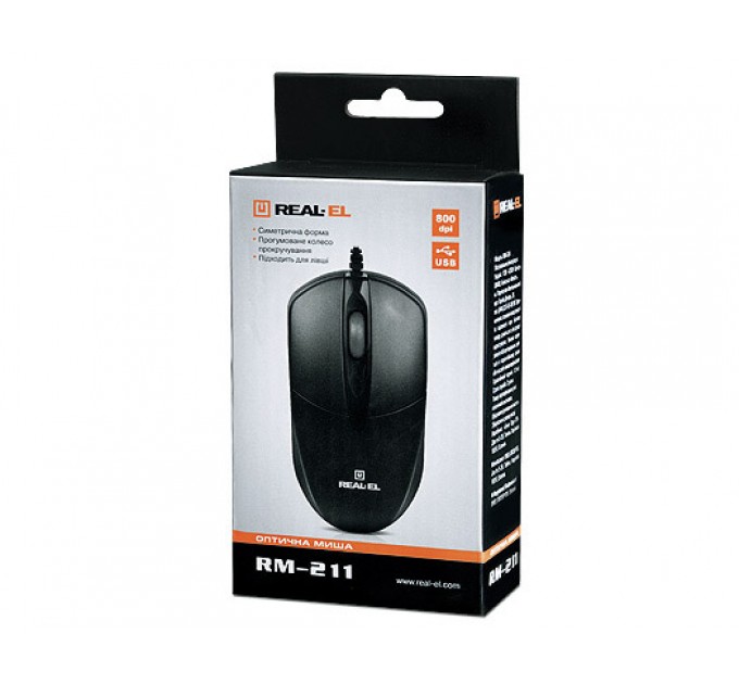 Миша REAL-EL RM-211 Black USB