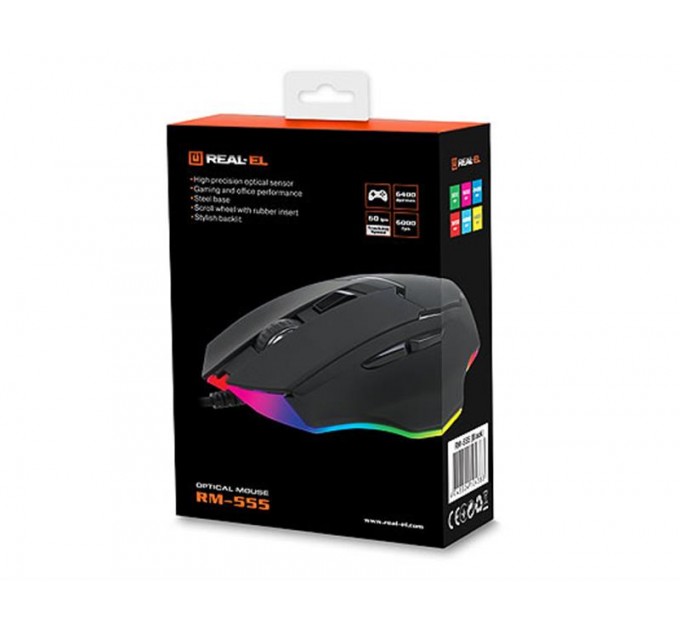 Миша REAL-EL RM-555 Black (EL123200032)