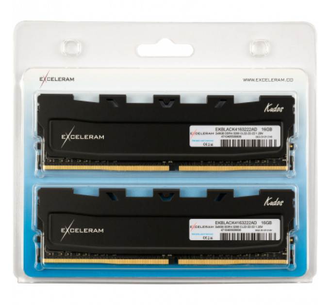 Модуль пам'яті для комп'ютера DDR4 16GB (2x8GB) 3200 MHz Black Kudos eXceleram (EKBLACK4163222AD)