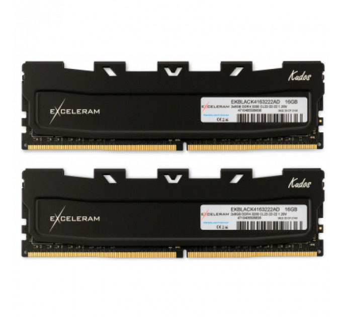 Модуль пам'яті для комп'ютера DDR4 16GB (2x8GB) 3200 MHz Black Kudos eXceleram (EKBLACK4163222AD)