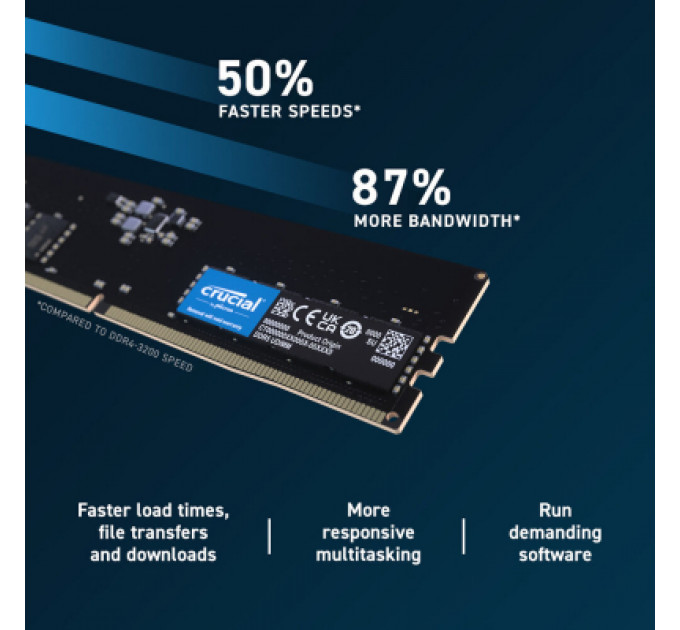 Модуль пам'яті для комп'ютера DDR5 32GB 4800 MHz Micron (CT32G48C40U5)