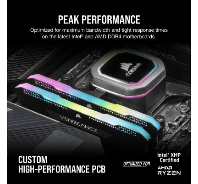 Модуль пам'яті для комп'ютера DDR4 32GB (2x16GB) 3200 MHz Vengeance RGB PRO SL Black Corsair (CMH32GX4M2E3200C16)