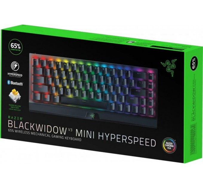Клавиатура беспроводная Razer BlackWidow V3 Mini Hyperspeed Yellow Switch Black (RZ03-03890700-R3R1)