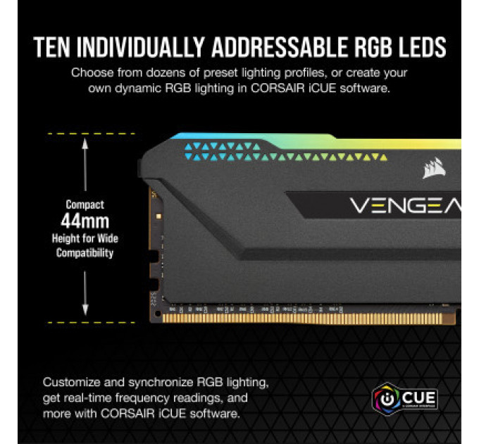 Модуль пам'яті для комп'ютера DDR4 32GB (2x16GB) 3200 MHz Vengeance RGB PRO SL Black Corsair (CMH32GX4M2E3200C16)
