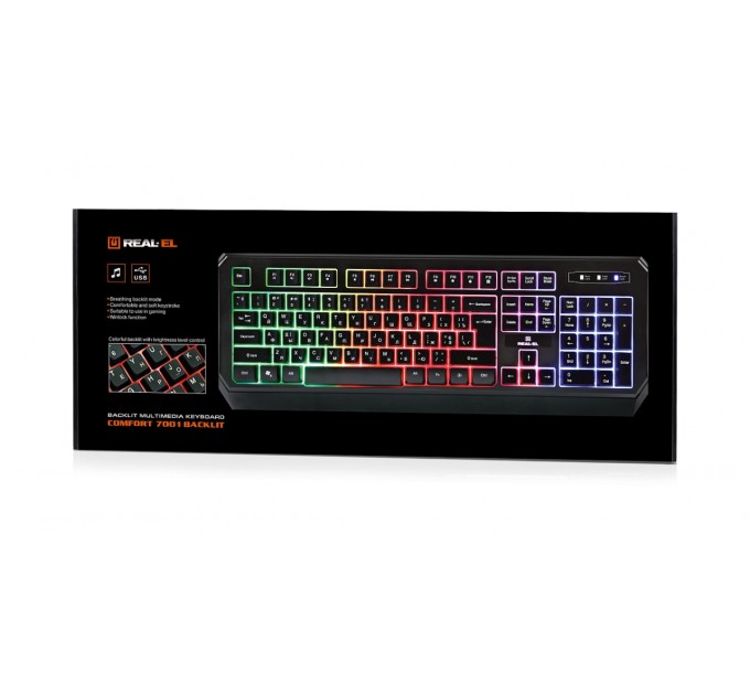 Клавіатура REAL-EL Comfort 7001 Ukr Black