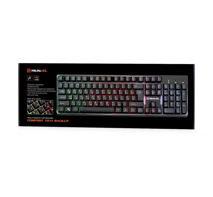 REAL-EL Клавіатура REAL-EL Comfort 7011 Backlit Ukr Black