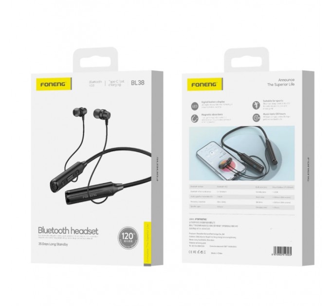 Bluetooth-гарнитура Foneng Neckband Sport (BL38)