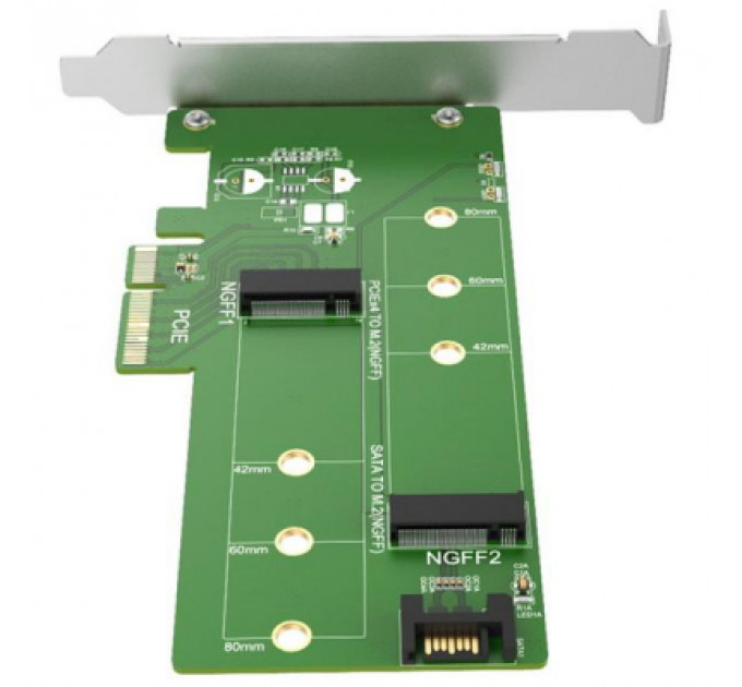 Контролер Maiwo Multi-Size PCIex4 & SATA to M.2 (M-Key or B-key) KT015 SSD (45774)