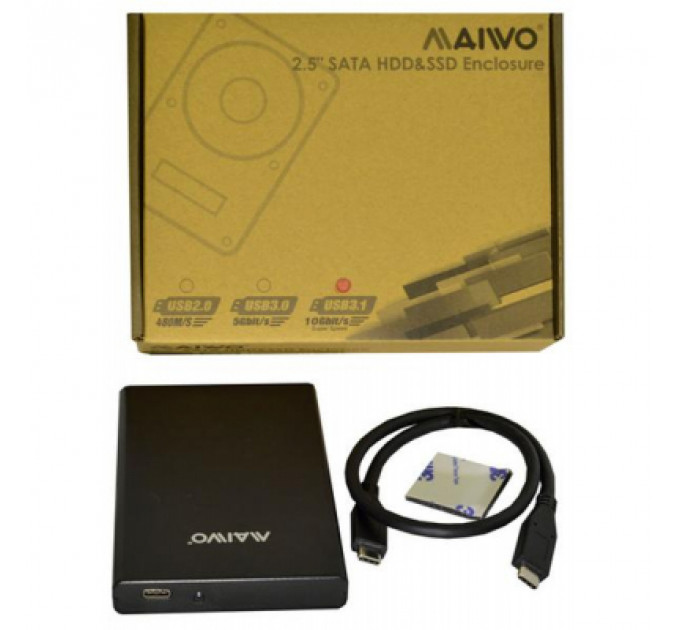 Кишеня зовнішня Maiwo 2.5" SATA HDD/SSD to USB3.1 GEN2 Type-C (45768)