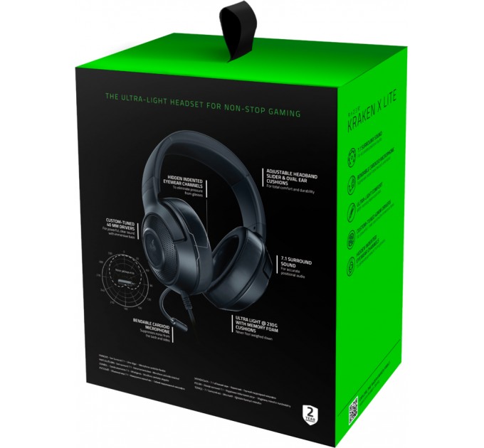 Гарнітура Razer Kraken X Lite Black (RZ04-02950100-R381)