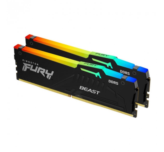 Модуль пам'яті для комп'ютера DDR5 32GB (2x16GB) 5200 MHz Beast RGB AM5 Black Kingston Fury (ex.HyperX) (KF552C36BBEAK2-32)