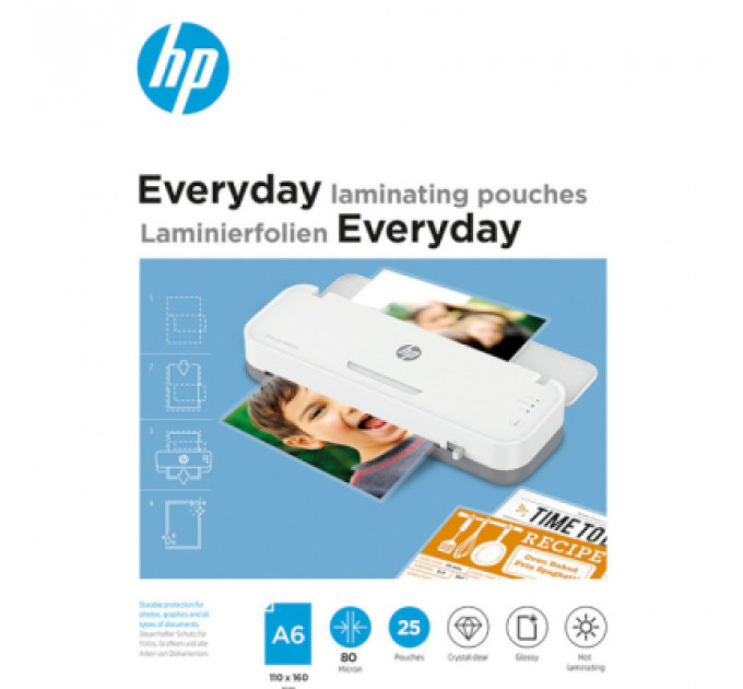 Плівка для ламінування HP Everyday Laminating Pouches, A6, 80 Mic, 110 x 160, 25 pcs (9156) (838142)