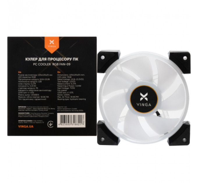Кулер до корпусу Vinga RGB fan-09