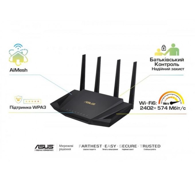 Бездротовий маршрутизатор Asus RT-AX58U V2 (90IG06Q0-MO3B00)