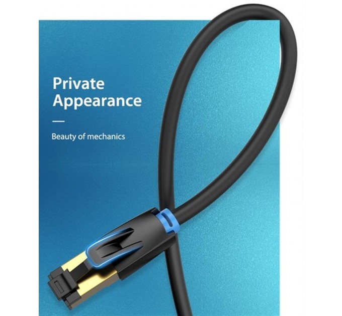 Патч-корд Vention CAT 8 SFTP Ethernet, 3 m, Black (IKABI)
