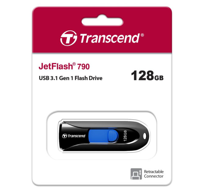 Transcend USB флеш накопичувач Transcend 128GB JetFlash 790 Black USB 3.0 (TS128GJF790K)